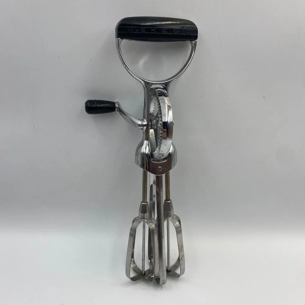 Vintage EKCO 4pc Kitchen Utensil Set Hand Crank Beater Dough‎ Blender USA Made
